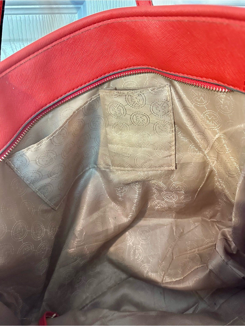 Michael Kors Red Saffiano Leather Tote with MK Charm 11tallx15wide - Picture 8 of 15